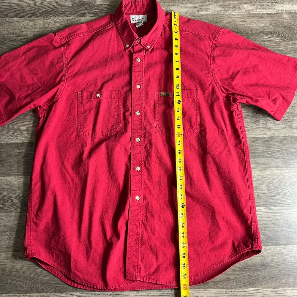 VTG Carhartt Shirt Mens Large Short Sleeve Button Up S18 CRI Red 2000s Workwear - Picture 10 of 10